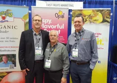 (Left to right): Chuck Zeutenhorst, Dennis Jackson, and Tim Cavanaugh of First Fruits Marketing of Washington. They have organic Opal apple available until March, and conventional through June.